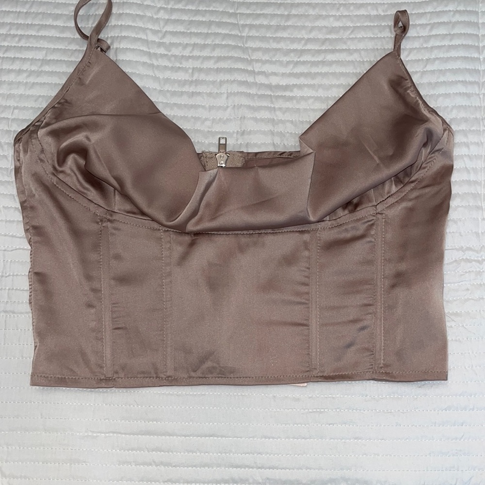 Mauve cropped corset top